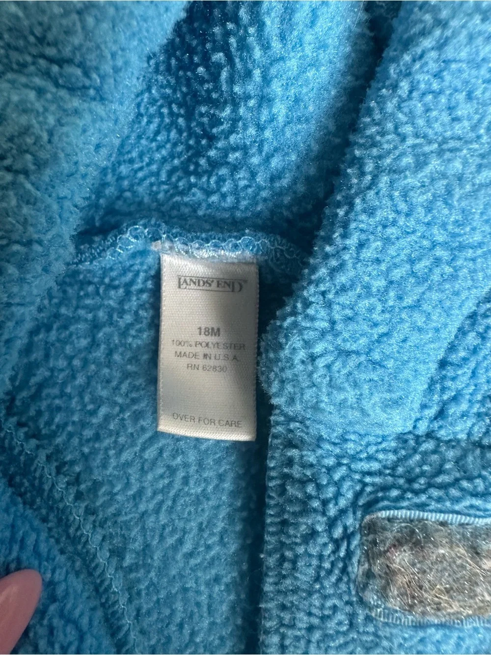 Lands' End Bright Blue Hooded Fleece One-Piece